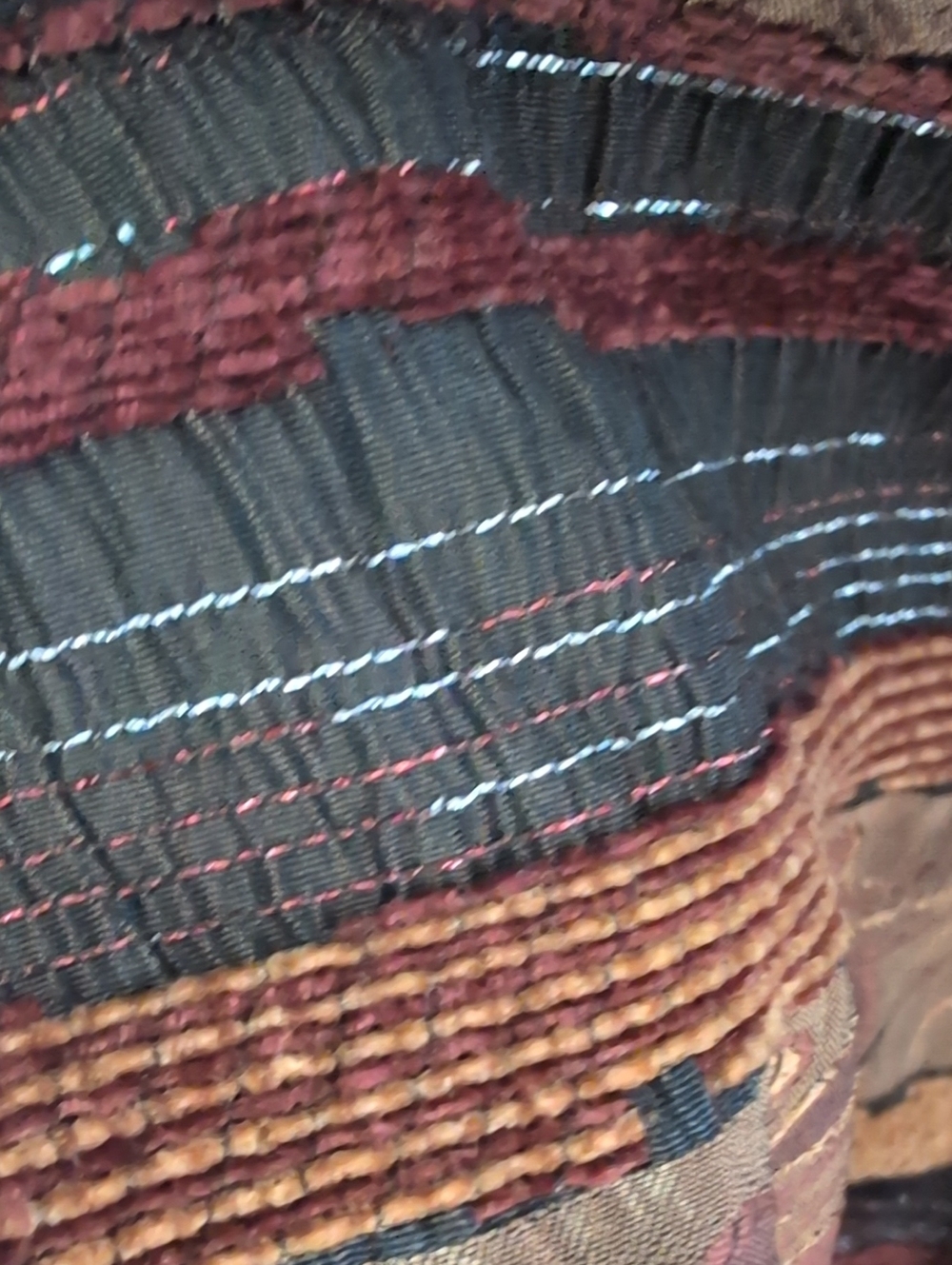 Gilani Vintage Boho Woven Midi Skirt Floral Stripe Earth Tones A-Line Size 18 - Picture 11 of 14